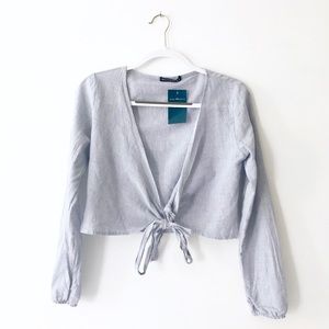 Brandy Melville Blue Wrap Blouse